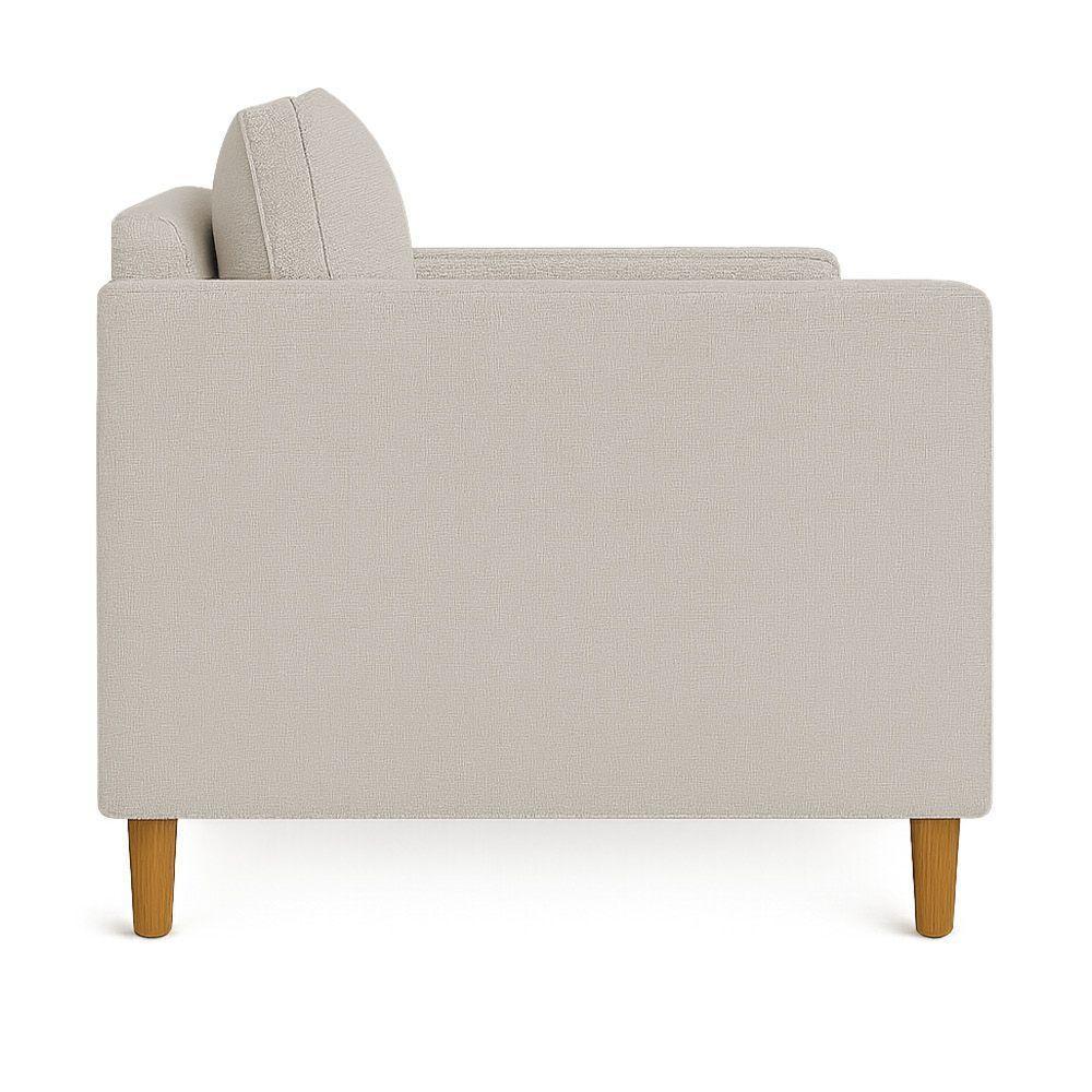 Poltrona Decorativa Helena Linho Pés Madeira Bege - 4