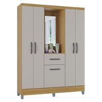 Guarda Roupa Solteiro Atlas Capelinha 5 Portas Damasco Off White Brilho - Poquema - 1