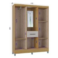 Guarda Roupa Solteiro Atlas Capelinha 5 Portas Damasco Off White Brilho - Poquema - 3