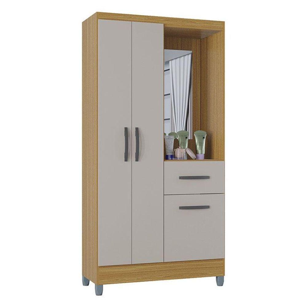 Guarda Roupa Solteiro Atlas Capelinha 3 Portas Damasco Off White Brilho - Poquema - 1