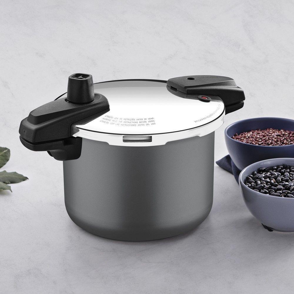Panela De Pressão Arizona Indução 20 Cm 4,5 L Em Alumínio Revestimento Interno E Externo Grafite Tramontina 20560-520 - 5