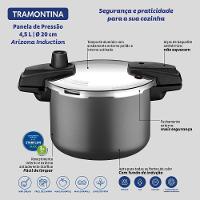 Panela De Pressão Arizona Indução 20 Cm 4,5 L Em Alumínio Revestimento Interno E Externo Grafite Tramontina 20560-520 - 3