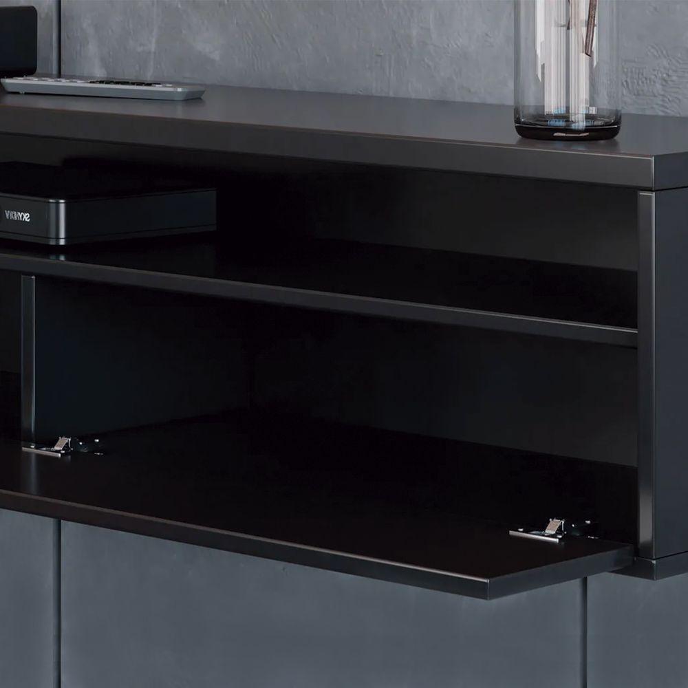 Rack Suspenso Pequeno De Parede Para Sala De Tv Ou Quarto Life 1.12 - Preto - Moveisaqui - 3