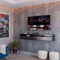 Rack Suspenso Pequeno De Parede Para Sala De Tv Ou Quarto Life 1.12 - Preto - Moveisaqui - 2