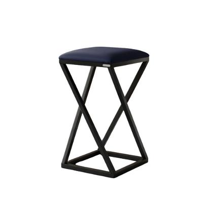 Banqueta Baixa Banco Cozinha Americana Balcão Bar Aço Azul