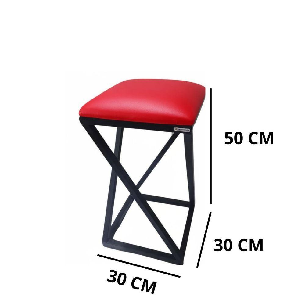 Banqueta Baixa Para Cozinha Balcão Sala Bistrô Varanda Gourmet Vermelho - 3