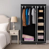 Guarda Roupa Organizador Duplo 4 Prateleiras Arara Cabideio Para Casacos Blusas Sapateira Preta - 2