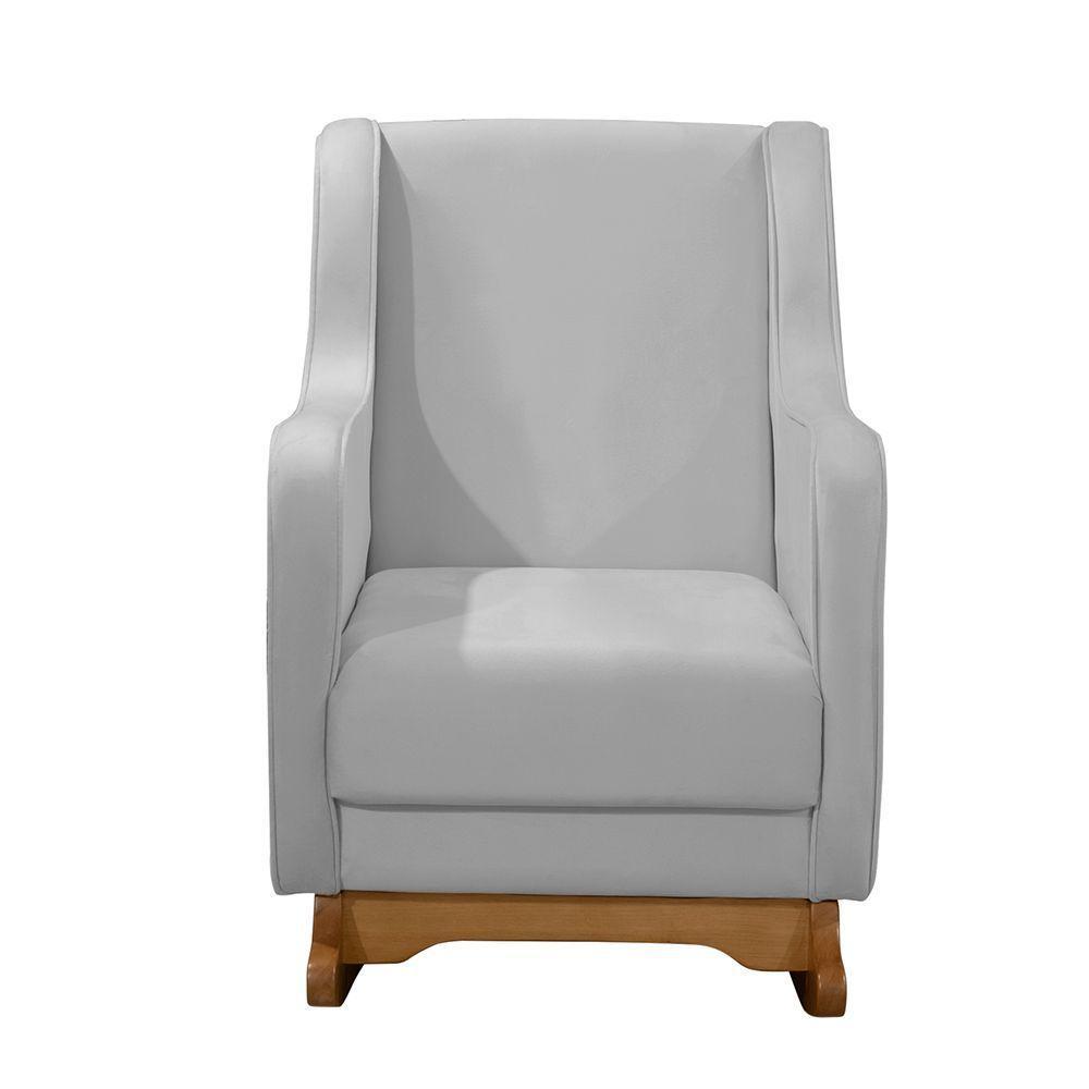 Cadeira De Amamentação Poltrona Balanço áquila C/puff Veludo Cinza Claro - 2