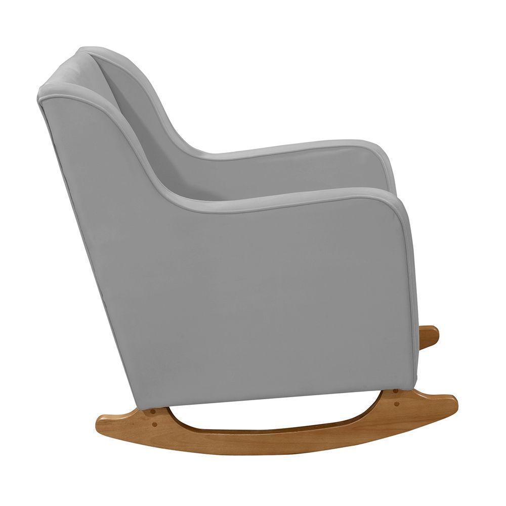 Cadeira De Amamentação Poltrona Balanço áquila C/puff Veludo Cinza Claro - 3