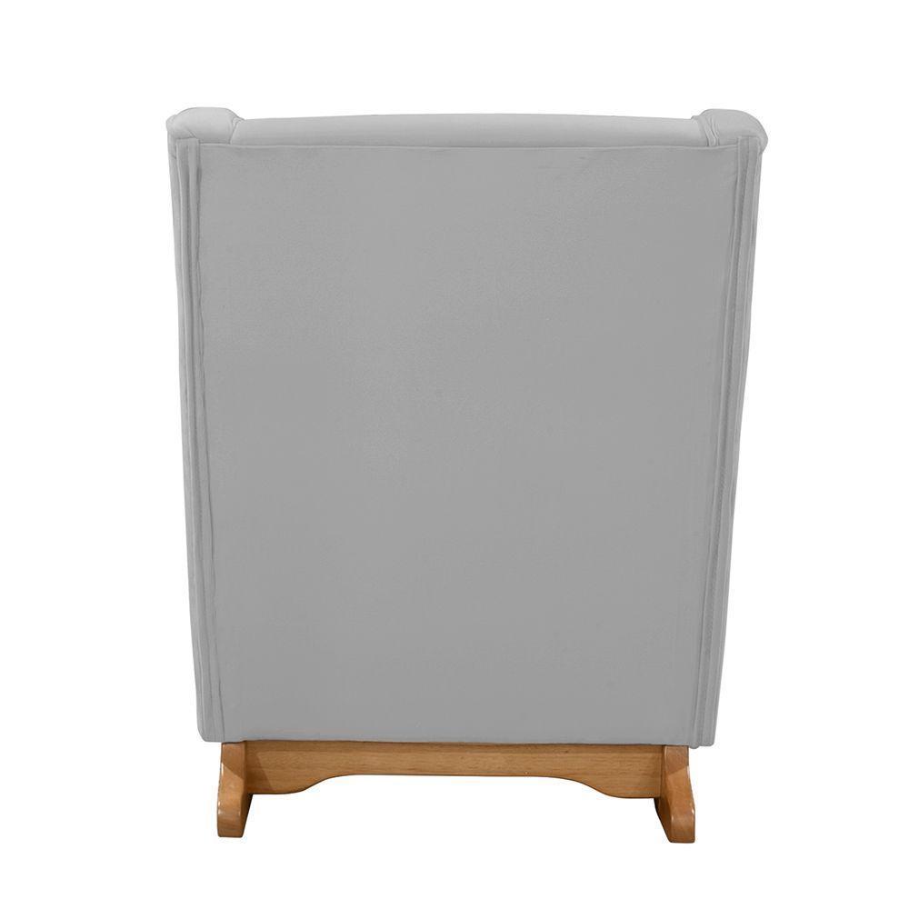 Cadeira De Amamentação Poltrona Balanço áquila C/puff Veludo Cinza Claro - 4