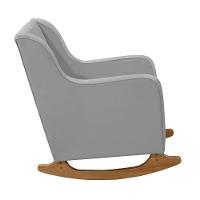 Cadeira De Amamentação Poltrona Balanço áquila C/puff Veludo Cinza Claro - 3