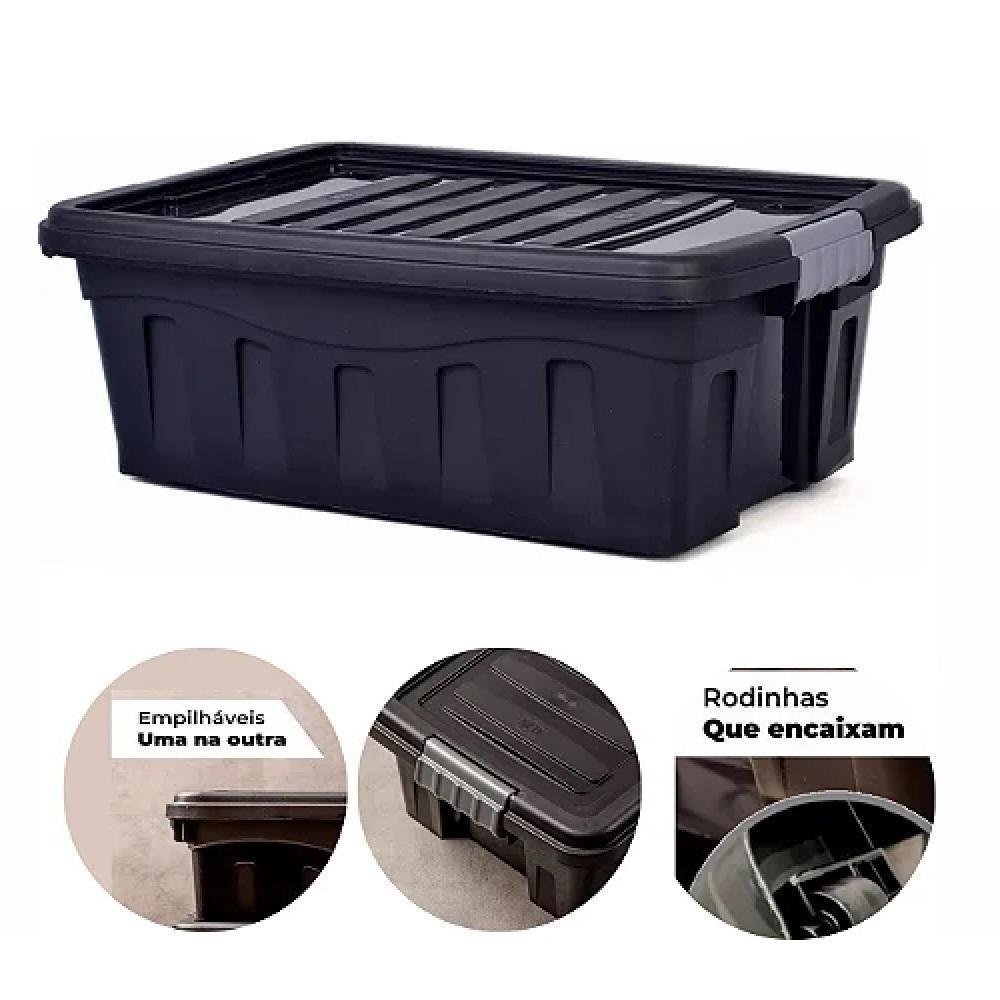 Caixa Organizadora Mudanca Rodinhas 31 Litros Maleta Grande Carrinho Container Empilhavel Multiuso Porta Alimentos Brinq - 4
