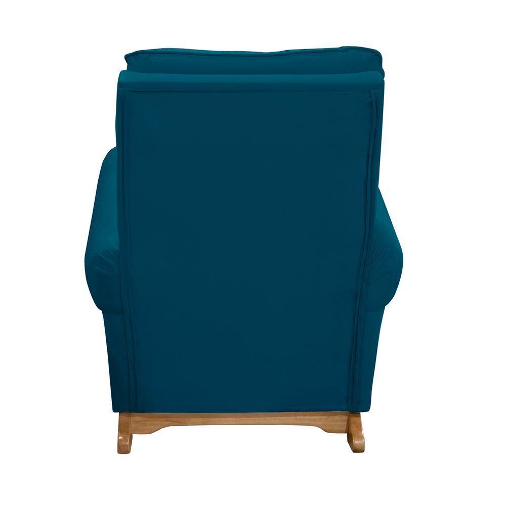 Poltrona De Amamentação E Balanço Páris C/ Puff Veludo Azul - 4