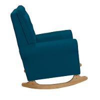 Poltrona De Amamentação E Balanço Páris C/ Puff Veludo Azul - 2