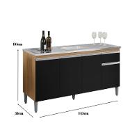 Gabinete Para Pia Tatiane S/tampo 150cm 4 Portas 1 Gaveta Amêndoa/pto - 2