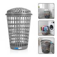 Cesto Roupa Suja Telado Gigante 60 Litros Organizador Multiuso Roupas Lixo Roupeiro Com Tampa 60l Reforcado Cinza - 1