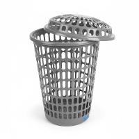 Cesto Roupa Suja Telado Gigante 60 Litros Organizador Multiuso Roupas Lixo Roupeiro Com Tampa 60l Reforcado Cinza - 2