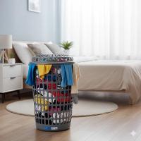 Cesto Roupa Suja Telado Gigante 60 Litros Organizador Multiuso Roupas Lixo Roupeiro Com Tampa 60l Reforcado Cinza - 5