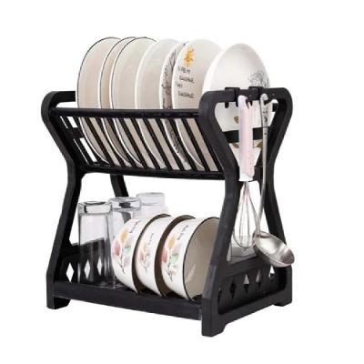 Escorredor Louças Duplo Porta Pratos 2 Andares Copo Gancho Talheres Desmontável Organizador Cozinha Pia Balcão Multiuso