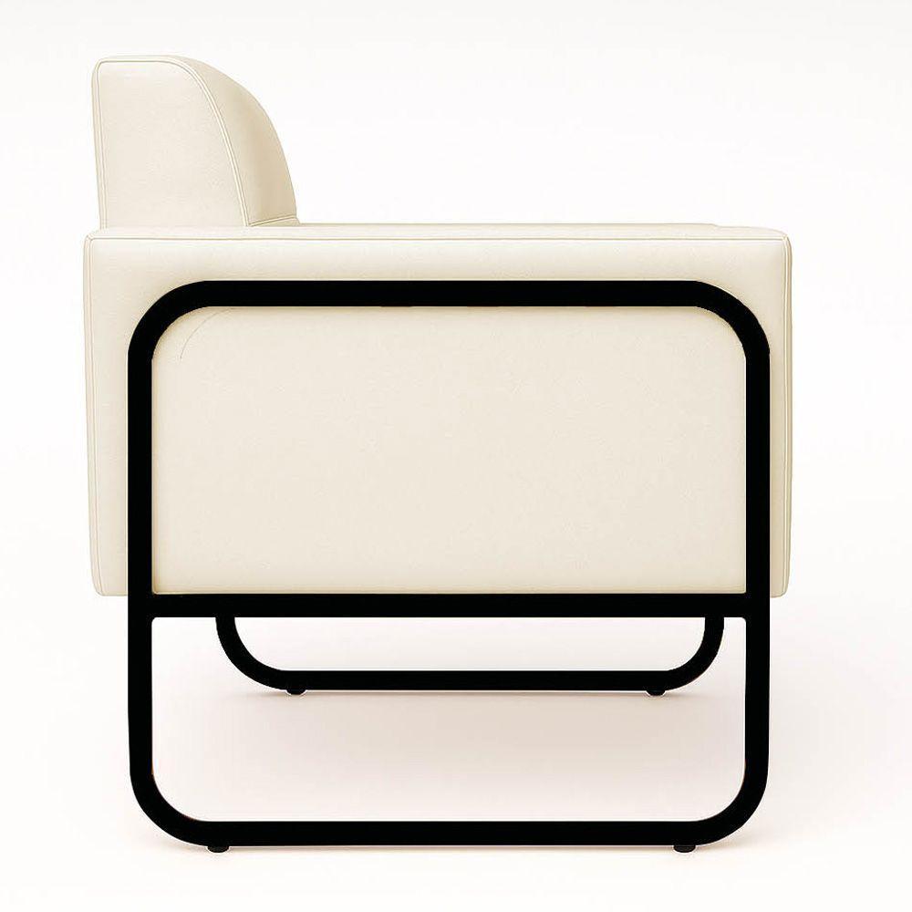 Poltrona Sala Industrial Alta Tubo Preto Elisa Sintético D03 - D'rossi Cor Bege - 6