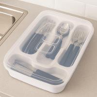 Porta Talheres Com Tampa Organizador Talher Gaveta Armario Utensilios Cozinha 4 Divisorias Viagem Churrasco Camping - 5