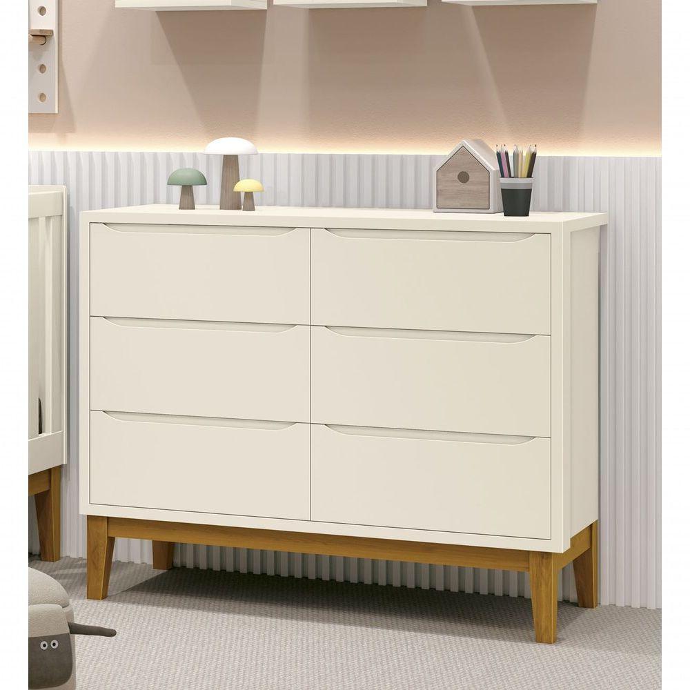 Cômoda 6 Gavetas Classic New Areia Fosco Com Madeira - Reller - 2