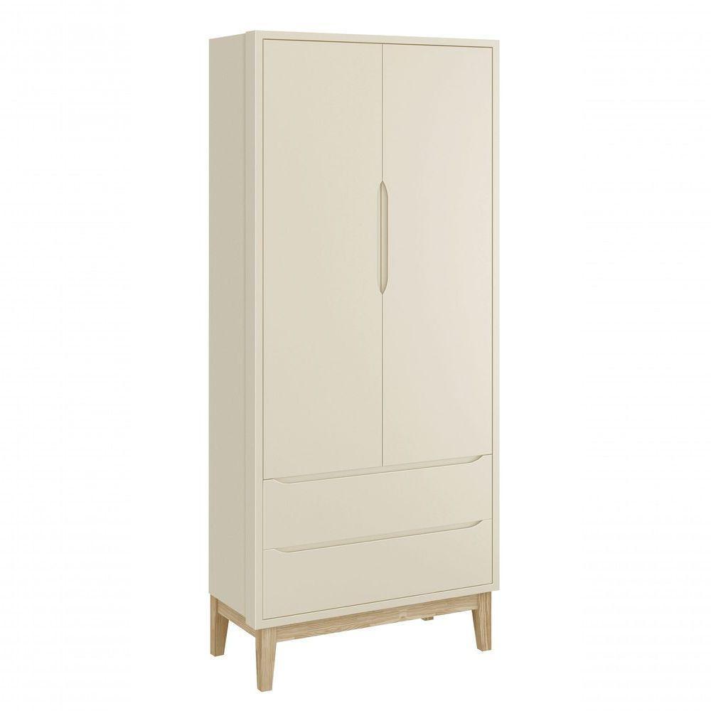 Guarda-roupa Retrô 2 Portas Classic New Areia Fosco Com Natural - Moveisaqui - 1
