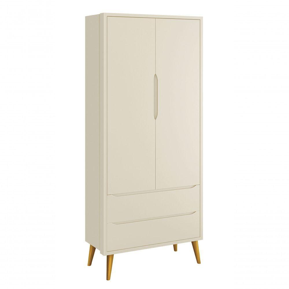 Guarda-roupa Retrô 2 Portas Théo New Areia Fosco Com Madeira - Moveisaqui - 1