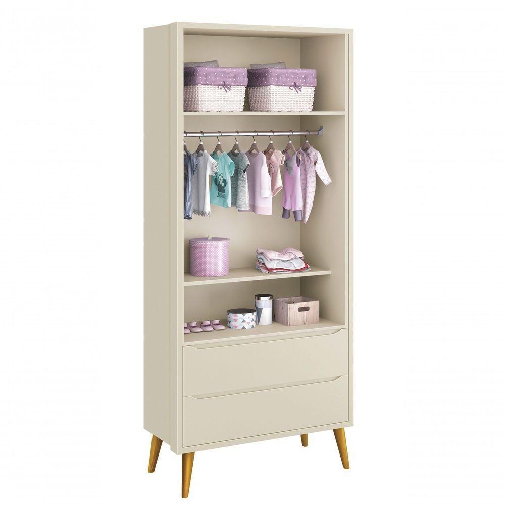 Guarda-roupa Retrô 2 Portas Théo New Areia Fosco Com Madeira - Moveisaqui - 5