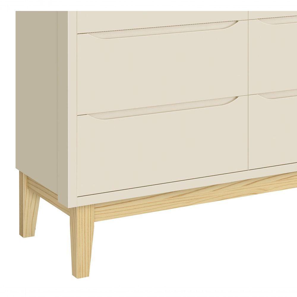 Cômoda 6 Gavetas Classic New Areia Fosco Com Natural - Reller - 3