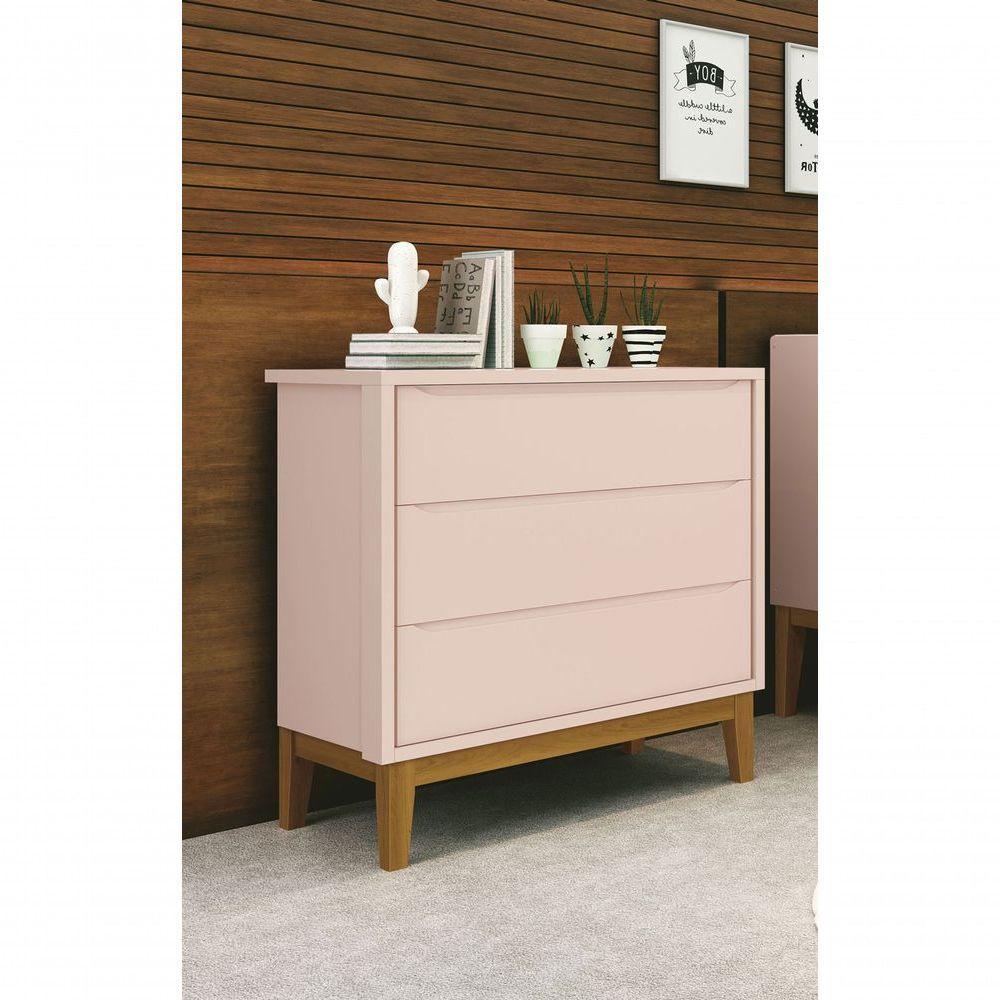 Cômoda Gaveteiro Classic New Rosa Fosco Com Madeira - Reller - 2
