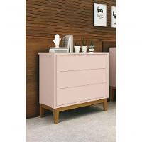 Cômoda Gaveteiro Classic New Rosa Fosco Com Madeira - Reller - 2