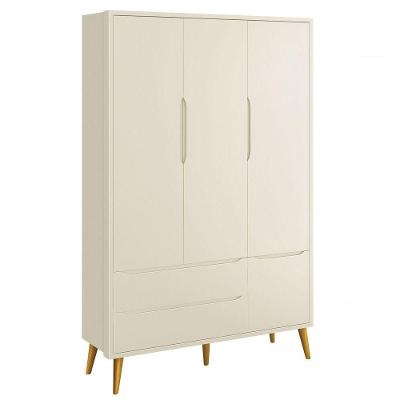 Guarda-roupa Retrô 3 Portas Théo New Areia Fosco Com Madeira - Moveisaqui