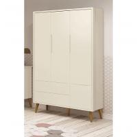 Guarda-roupa Retrô 3 Portas Théo New Areia Fosco Com Madeira - Moveisaqui - 2