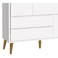 Guarda-roupa Retrô 3 Portas Théo New Branco Fosco Com Madeira - Moveisaqui - 3