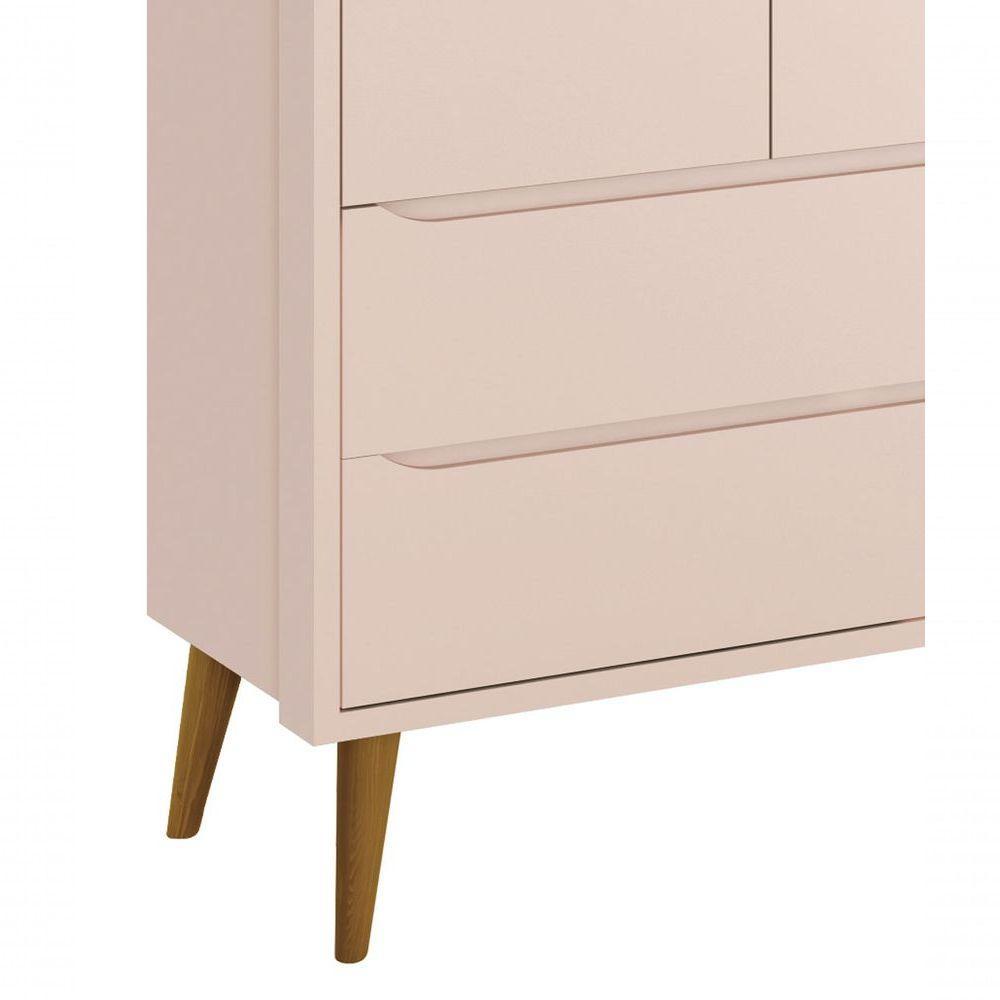 Guarda-roupa Retrô 2 Portas Théo New Rosa Fosco Com Madeira - Reller - 3