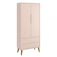 Guarda-roupa Retrô 2 Portas Théo New Rosa Fosco Com Madeira - Reller - 1