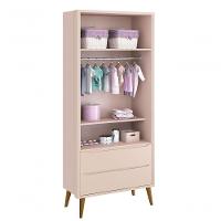 Guarda-roupa Retrô 2 Portas Théo New Rosa Fosco Com Madeira - Reller - 5