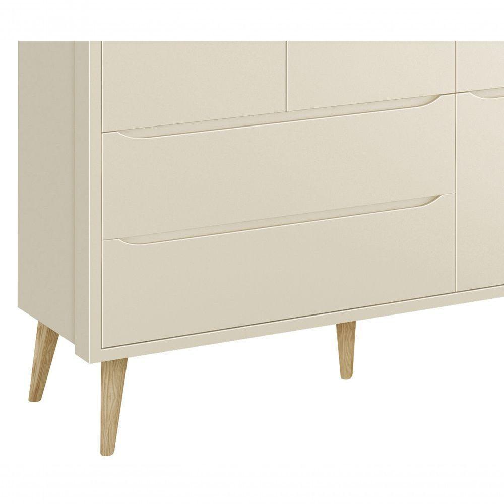 Guarda-roupa Retrô 3 Portas Théo New Areia Fosco Com Natural - Moveisaqui - 3