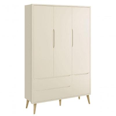 Guarda-roupa Retrô 3 Portas Théo New Areia Fosco Com Natural - Moveisaqui