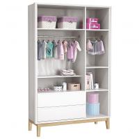 Guarda-roupa Retrô 3 Portas Classic New Branco Fosco Com Natural - Reller - 5