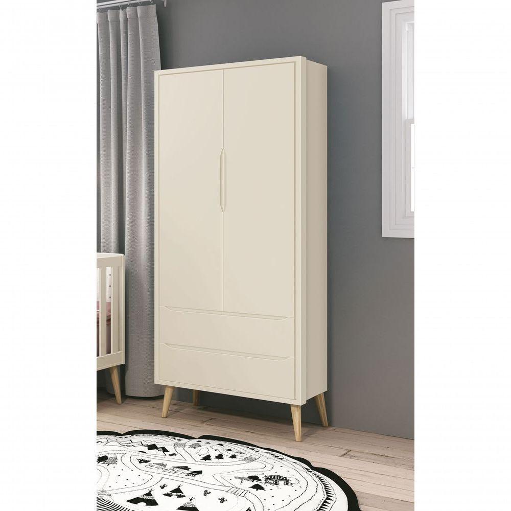 Guarda-roupa Retrô 2 Portas Théo New Areia Fosco Com Natural - Moveisaqui - 2