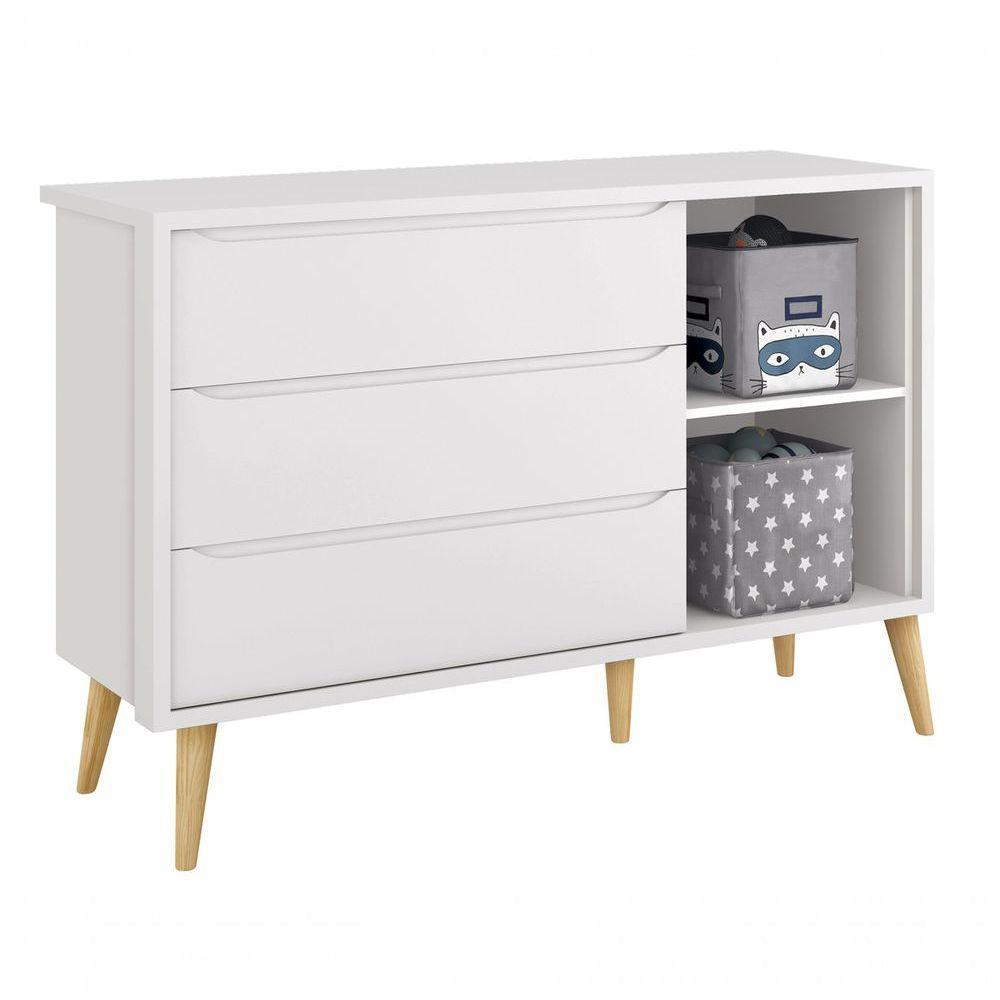 Cômoda Sapateira Théo New Branco Fosco Com Natural - Moveisaqui - 5