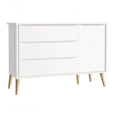 Cômoda Sapateira Théo New 3 Gavetas MDF Puxador Embutido Branco Fosco Natural