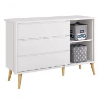 Cômoda Sapateira Théo New Branco Fosco Com Natural - Moveisaqui - 5