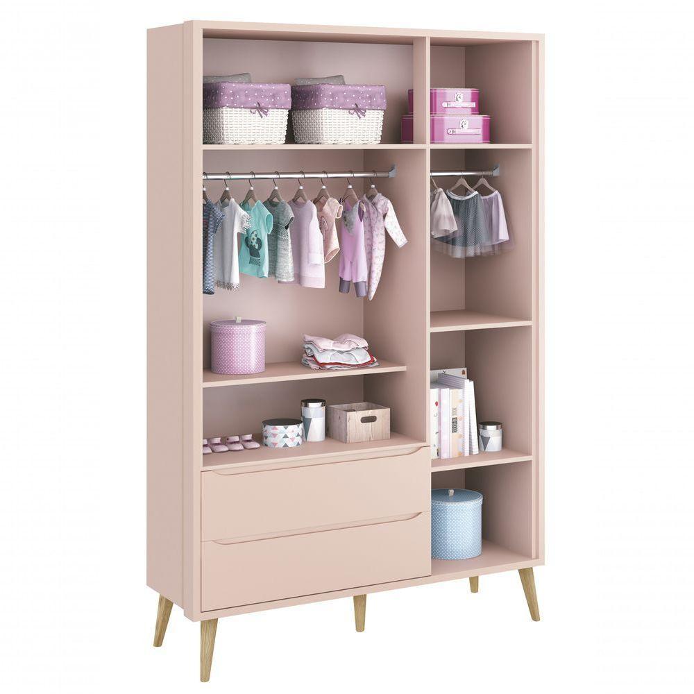 Guarda-roupa Retrô 3 Portas Théo New Rosa Fosco Com Natural - Moveisaqui - 5