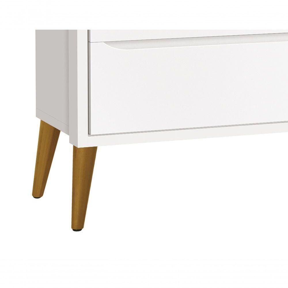 Cômoda Gaveteiro Théo New Branco Fosco Com Madeira - Moveisaqui - 3