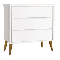 Cômoda Gaveteiro Théo New Branco Fosco Com Madeira - Moveisaqui - 1