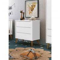 Cômoda Gaveteiro Théo New Branco Fosco Com Madeira - Moveisaqui - 2