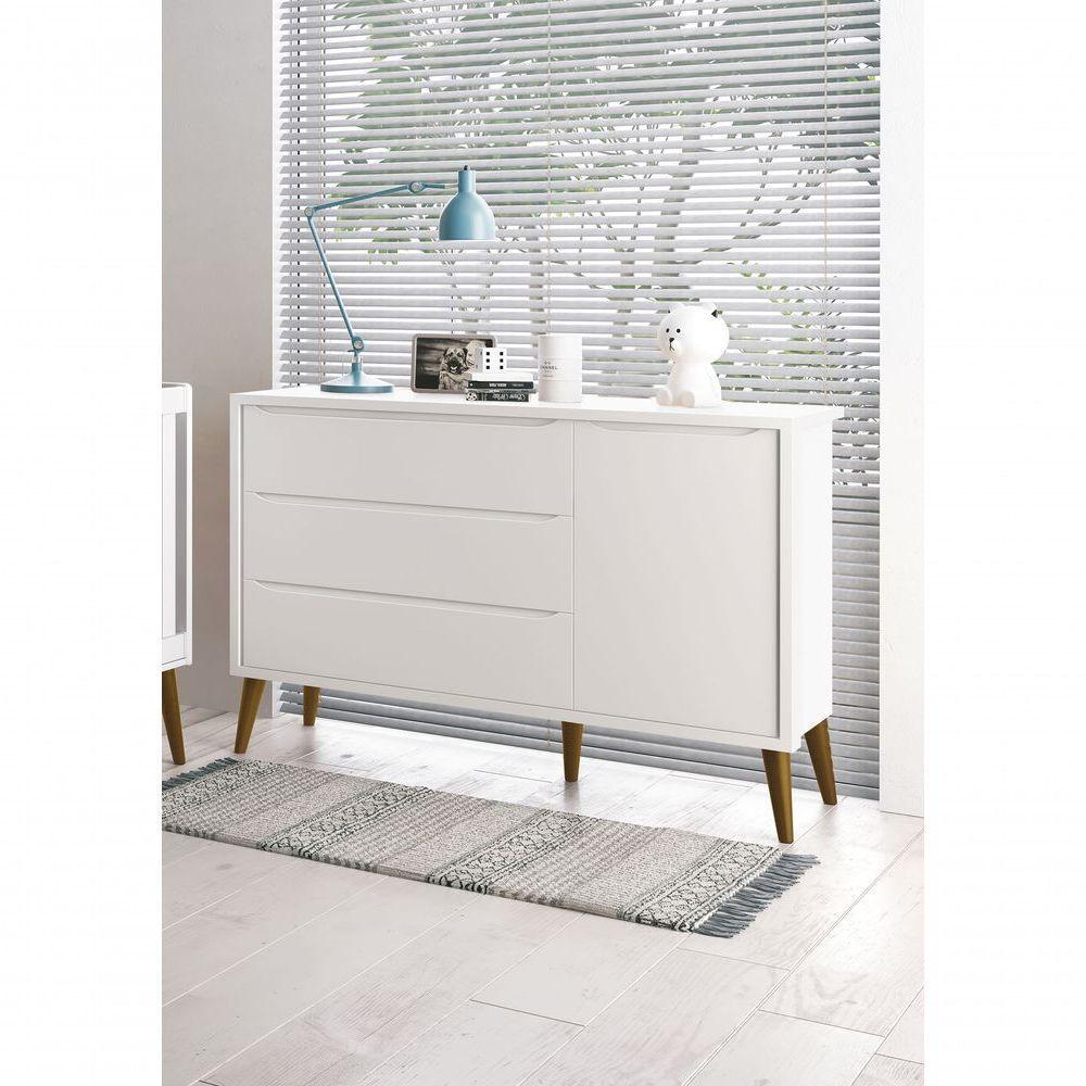 Cômoda Sapateira Théo New Branco Fosco Com Natural - Reller - 2